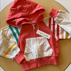 Kid + kind vintage style striped zip hoodie